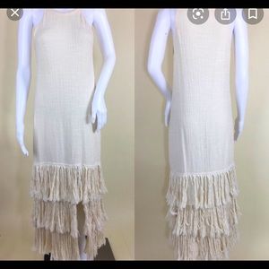 Ivory Tank Dress with Macrame Fringe